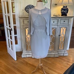 2 Piece Embroidery Detailing Cocktail Dress Soft Grey NWOT 16